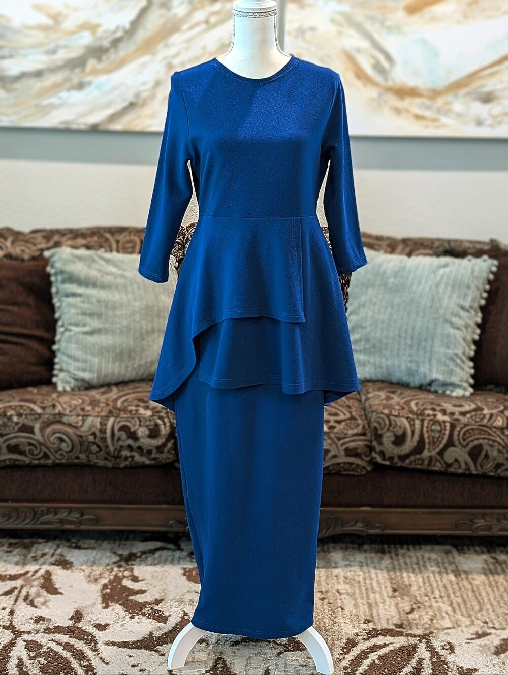 Elegant Women's Royal Blue Peplum Dress